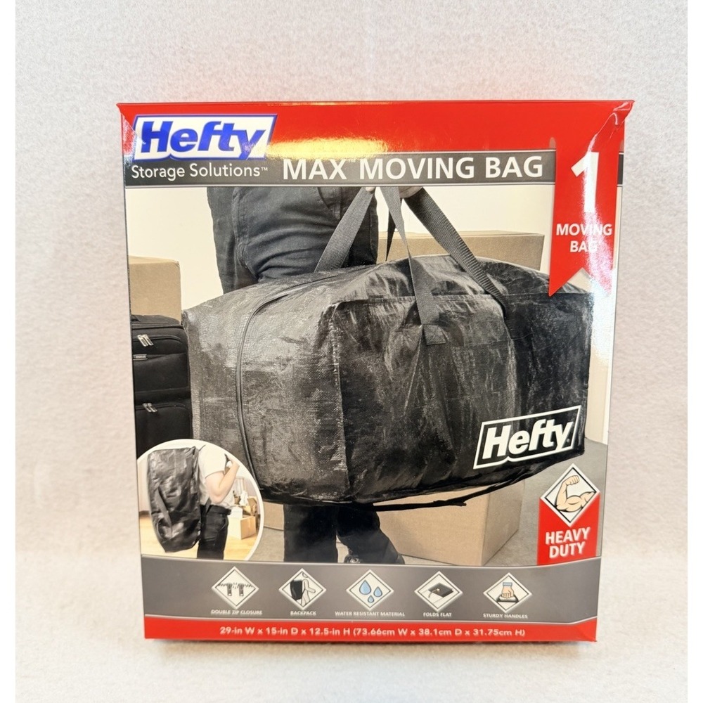Hefty Moving Bag – Extra‎ Large Double Zipper Backpack – Bag, Black